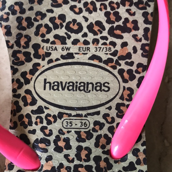 Havaianas Leopard Print Women’s Flip Flops Size 6 - Picture 3 of 6